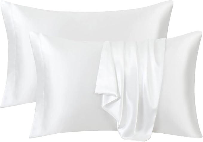 RAGGLE Set of 2 Satin Silk Pillowcase for Hair and Skin Standard Size 18"X 28" with Soft Breathable Smooth Cooling Pillow Covers for Sleeping or Pillow Protector (2, Brown)