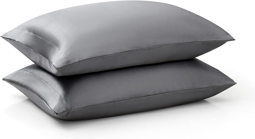 RAGGLE Set of 2 Satin Silk Pillowcase for Hair and Skin Standard Size 18"X 28" with Soft Breathable Smooth Cooling Pillow Covers for Sleeping or Pillow Protector (2, Brown)