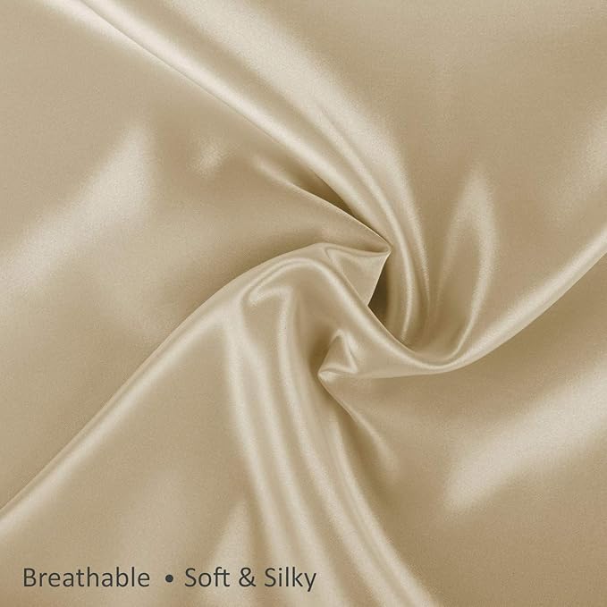 RAGGLE Set of 2 Satin Silk Pillowcase for Hair and Skin Standard Size 18"X 28" with Soft Breathable Smooth Cooling Pillow Covers for Sleeping or Pillow Protector (2, Brown)