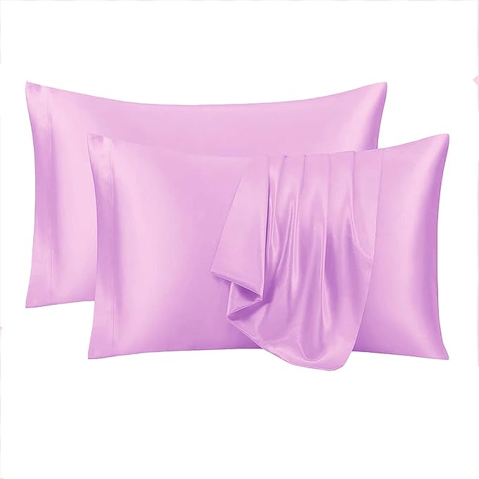 RAGGLE Set of 2 Satin Silk Pillowcase for Hair and Skin Standard Size 18"X 28" with Soft Breathable Smooth Cooling Pillow Covers for Sleeping or Pillow Protector (2, Brown)