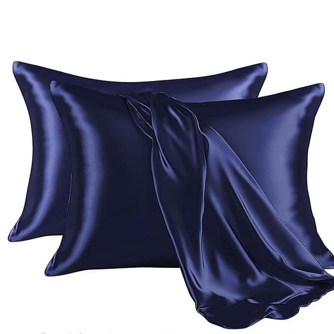 RAGGLE Set of 2 Satin Silk Pillowcase for Hair and Skin Standard Size 18"X 28" with Soft Breathable Smooth Cooling Pillow Covers for Sleeping or Pillow Protector (2, Brown)