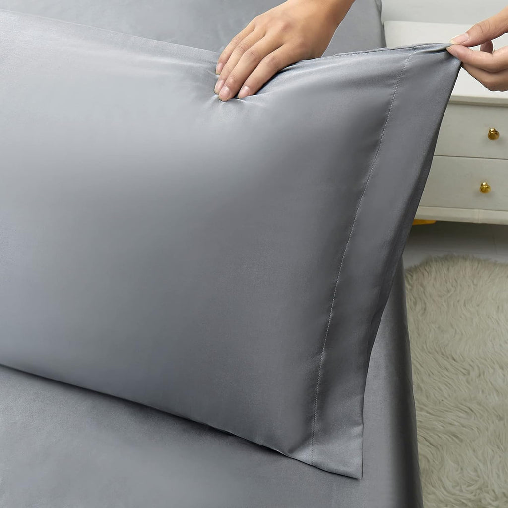 RAGGLE Set of 2 Satin Silk Pillowcase for Hair and Skin Standard Size 18"X 28" with Soft Breathable Smooth Cooling Pillow Covers for Sleeping or Pillow Protector (2, Brown)