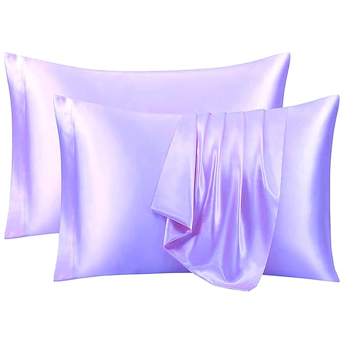 RAGGLE Set of 2 Satin Silk Pillowcase for Hair and Skin Standard Size 18"X 28" with Soft Breathable Smooth Cooling Pillow Covers for Sleeping or Pillow Protector (2, Brown)