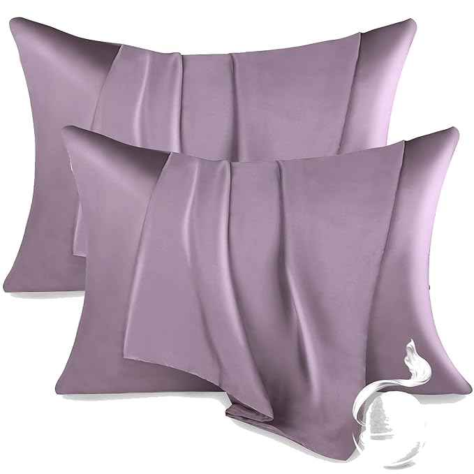 RAGGLE Set of 2 Satin Silk Pillowcase for Hair and Skin Standard Size 18"X 28" with Soft Breathable Smooth Cooling Pillow Covers for Sleeping or Pillow Protector (2, Brown)