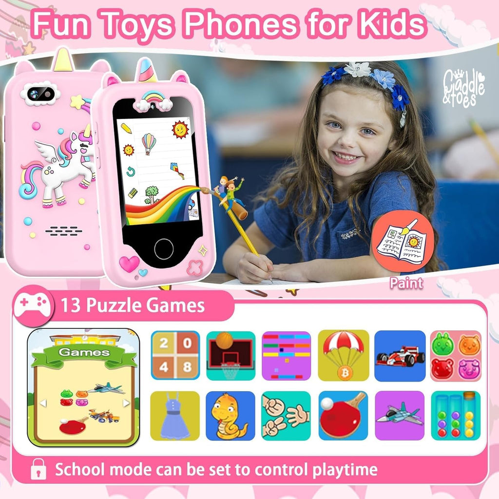 Kids Smart Phone for Girls and Boys, Christmas Birthday Gifts for Girls boys Age 3-10 Kids Toys Cell Phone, 2.8" Touchscreen Learning Play Toy Phone with Dual Camera, Game, Music Player