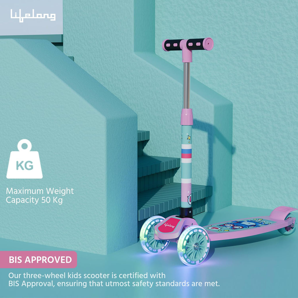 Lifelong LLKS14 Kick Scooter with Adjustable Height & LED Wheels (Max User Weight: 50kg) Kids Scooter