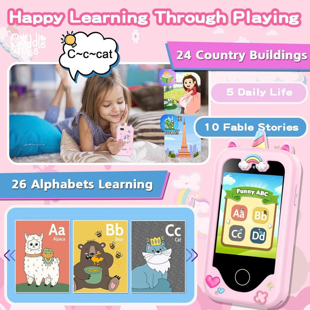 Kids Smart Phone for Girls and Boys, Christmas Birthday Gifts for Girls boys Age 3-10 Kids Toys Cell Phone, 2.8" Touchscreen Learning Play Toy Phone with Dual Camera, Game, Music Player
