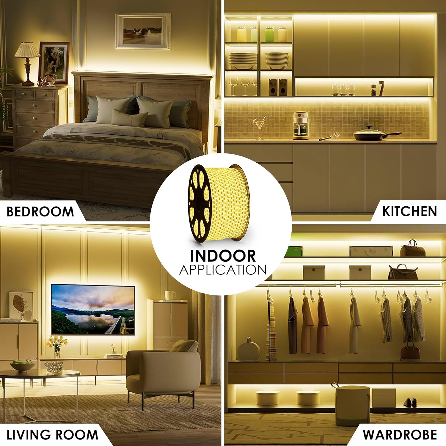 Gesto 5 Meter Rope LED Strip Lights | 120 LED/Mtr Waterproof Outdoor Lights for Balcony, Home Decor, Cove Light for False Ceiling | Flexible, Cuttable Strip Light for Diwali Decoration - Warm White