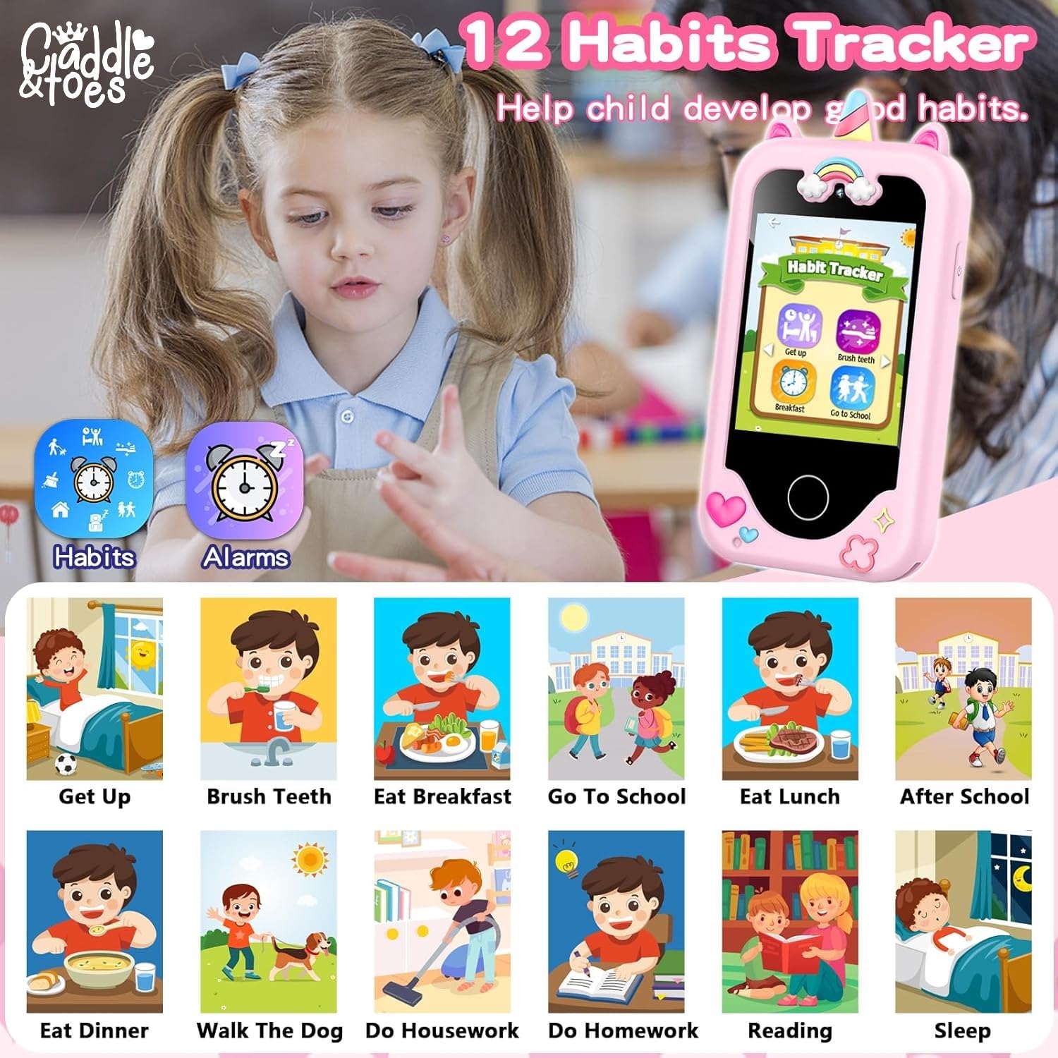 Kids Smart Phone for Girls and Boys, Christmas Birthday Gifts for Girls boys Age 3-10 Kids Toys Cell Phone, 2.8" Touchscreen Learning Play Toy Phone with Dual Camera, Game, Music Player