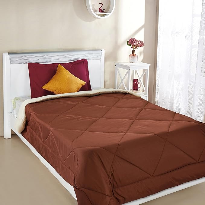 Solimo Microfibre Reversible Comforter, Single (Sandy Beige & Walnut Brown, 200 GSM), 50 TC