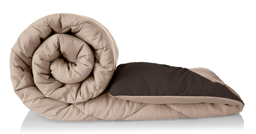Solimo Microfibre Reversible Comforter, Single (Sandy Beige & Walnut Brown, 200 GSM), 50 TC
