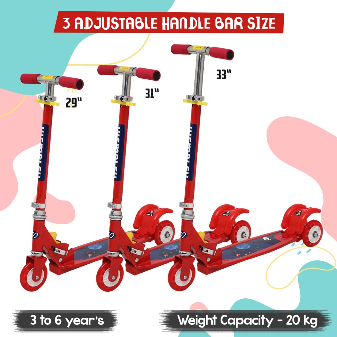 Kick Scooter for Kids 3 Wheels Steel Frame Large Foldable & Height Adjustable Handle Scooter